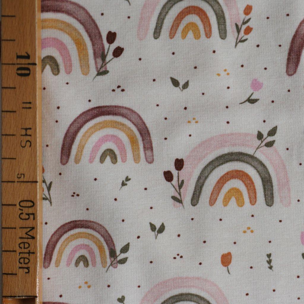 Baumwolljersey Regenbogen Blumen pastell – FVJ